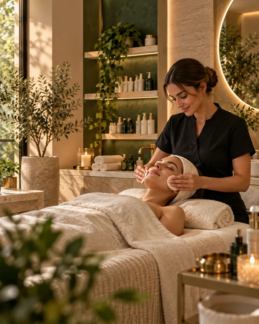Gelaatsverzorging in een schoonheidssalon