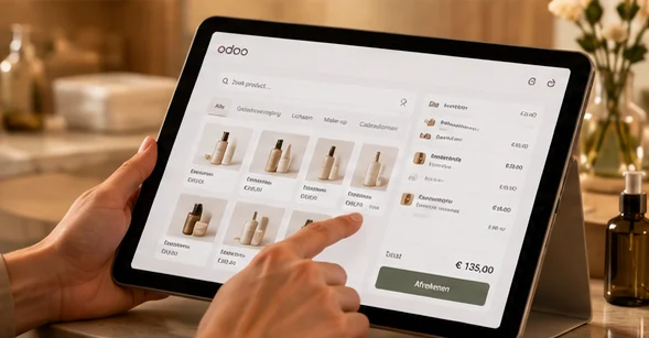 Afrekenen aan de kassa van Odoo op een tablet