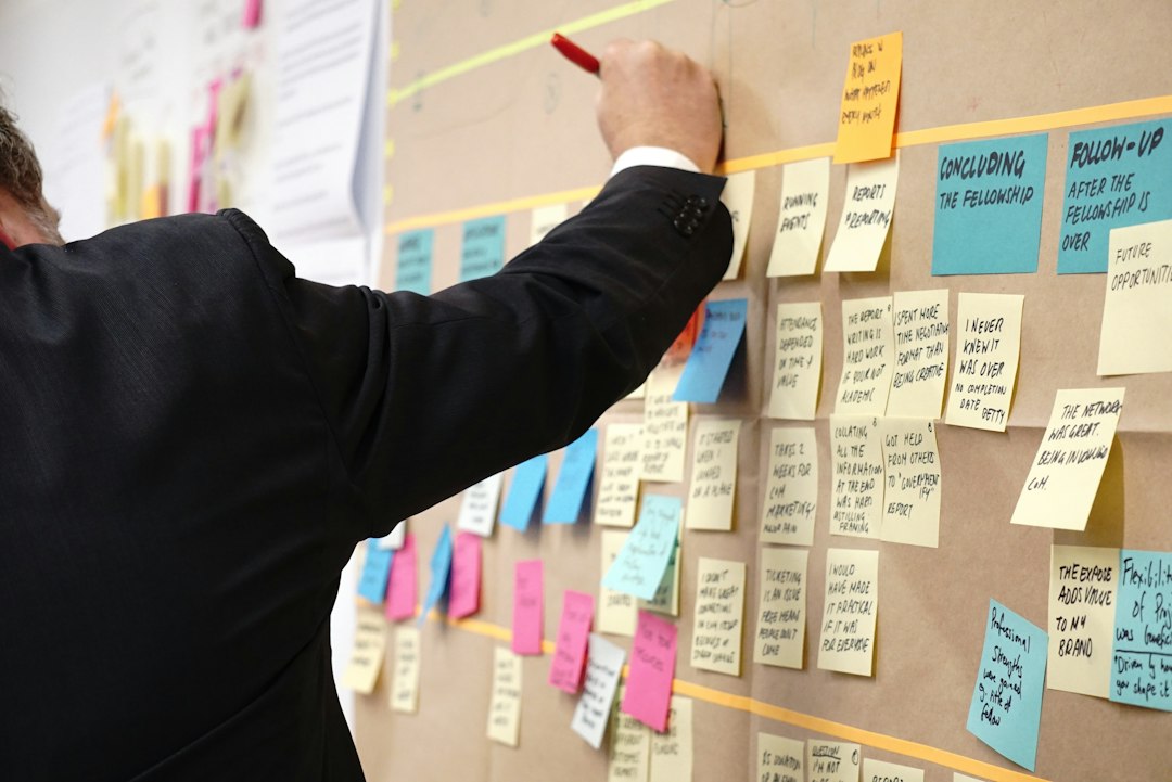 Workshop met notities op een bord